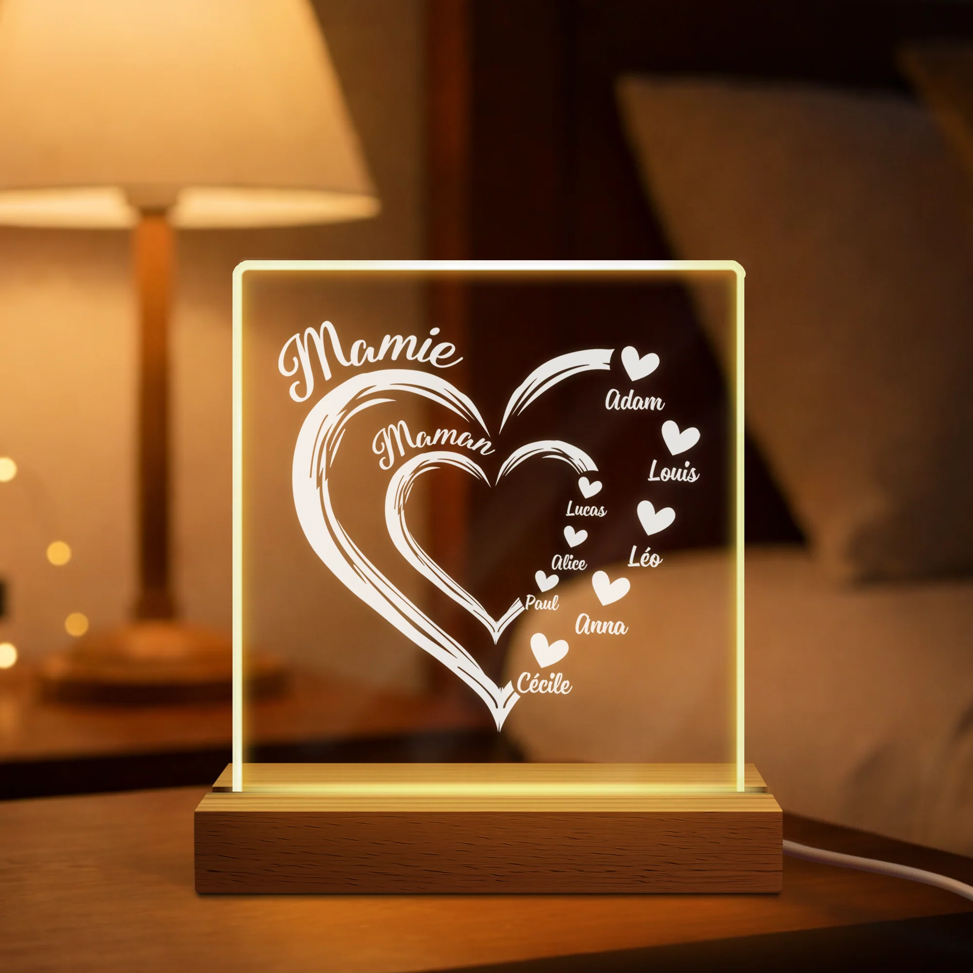 Veilleuse Led Personnalisé | Coeur De Mamie Maman