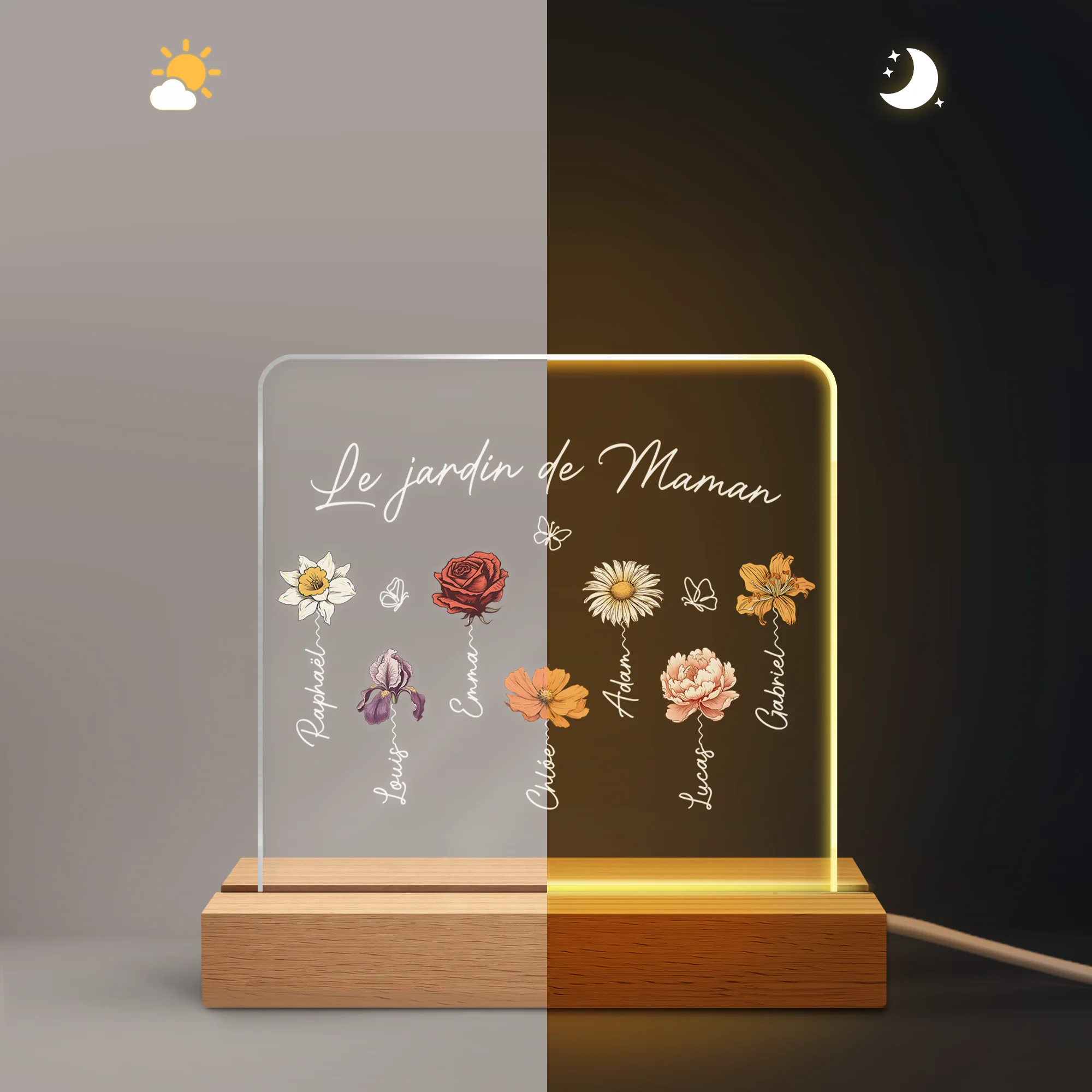 Veilleuse Personnalisée Prénom Et Fleur - Le Jardin De Mamie Maman - Image 5