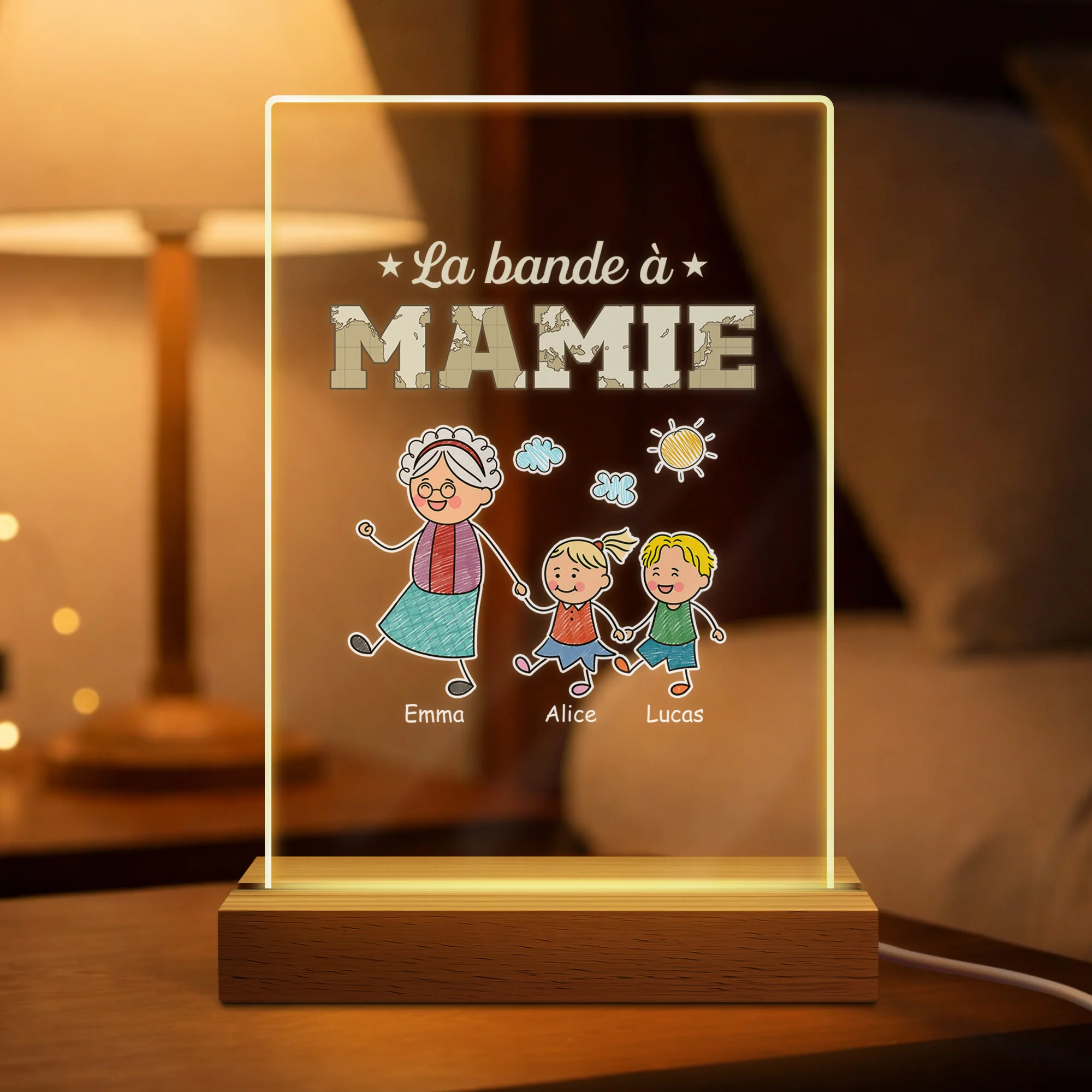 Veilleuse Personnalisée | La Bande À Mamie Avec Enfant
