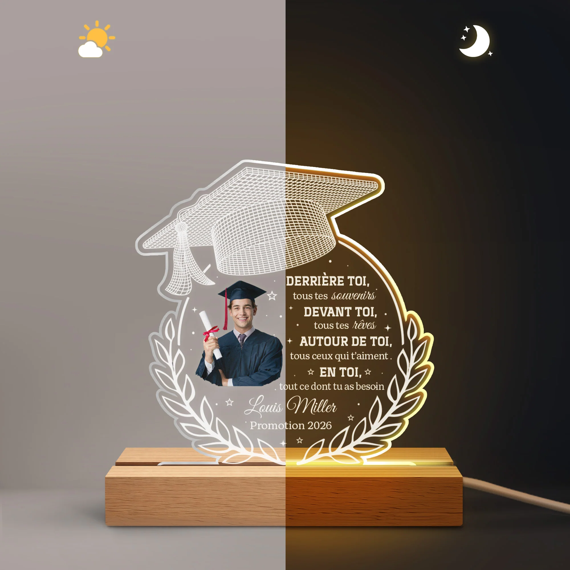 Veilleuse Personnalisée Photo - Cadeau Félicitation Diplôme Tous Tes Souvenirs - Image 5