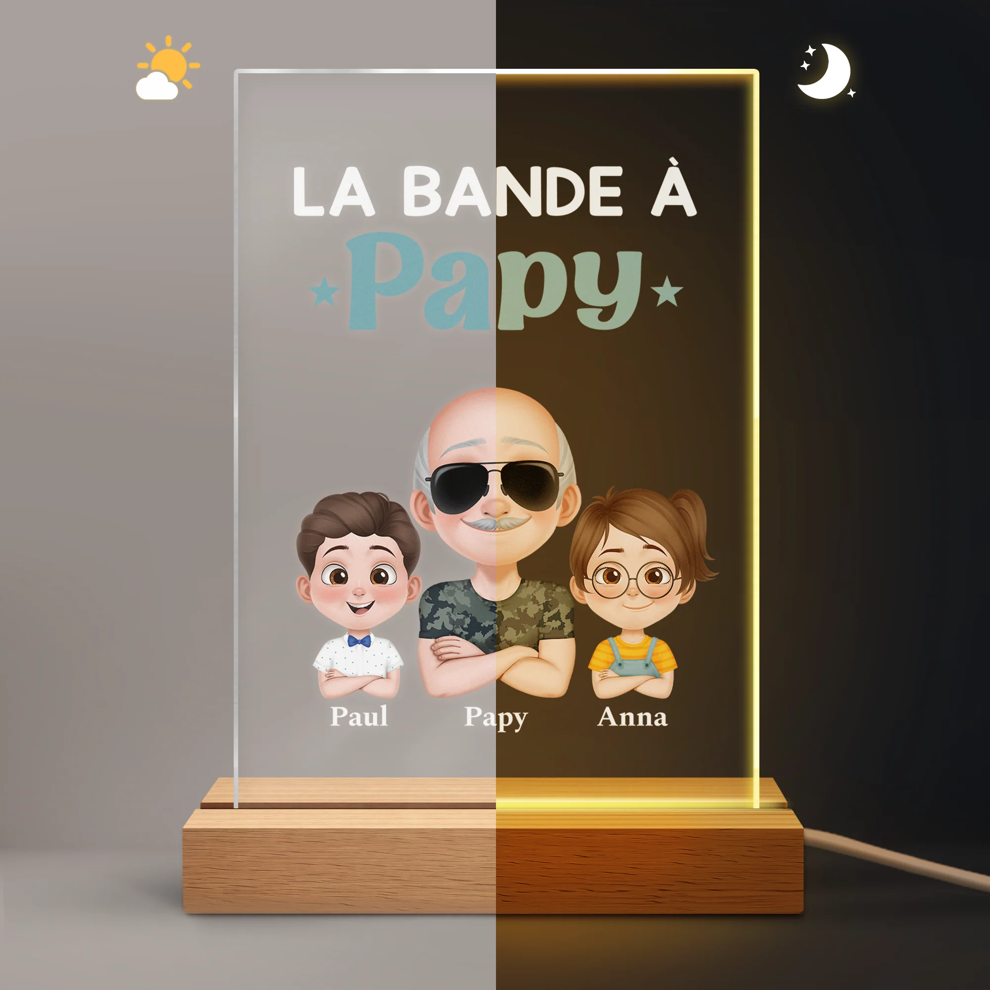 Veilleuse Personnalisée Prénom Enfant - La Bande À Papa Papy - Image 5
