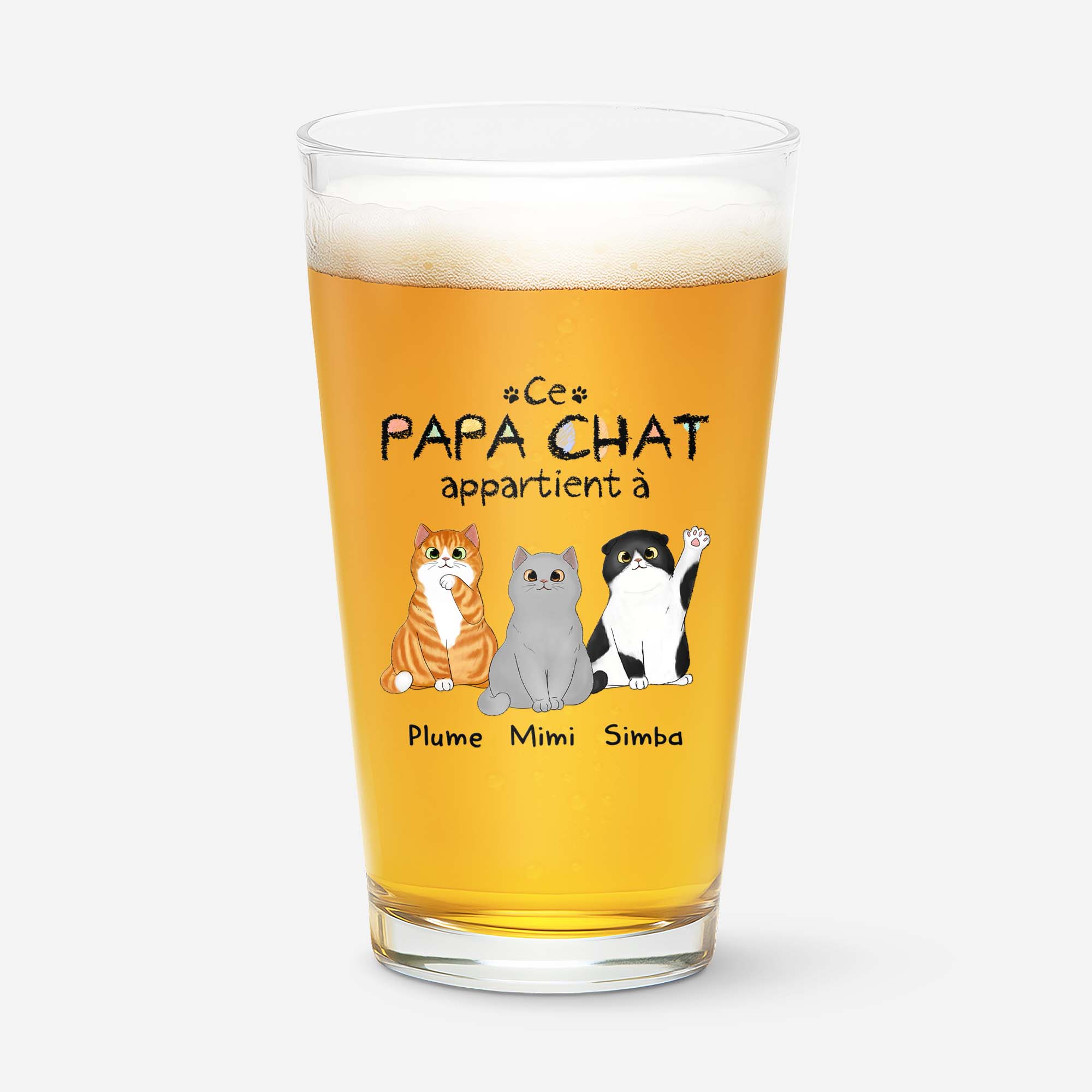 Verre À Bière Personnalisé | Ce Papa Chat Appartient À