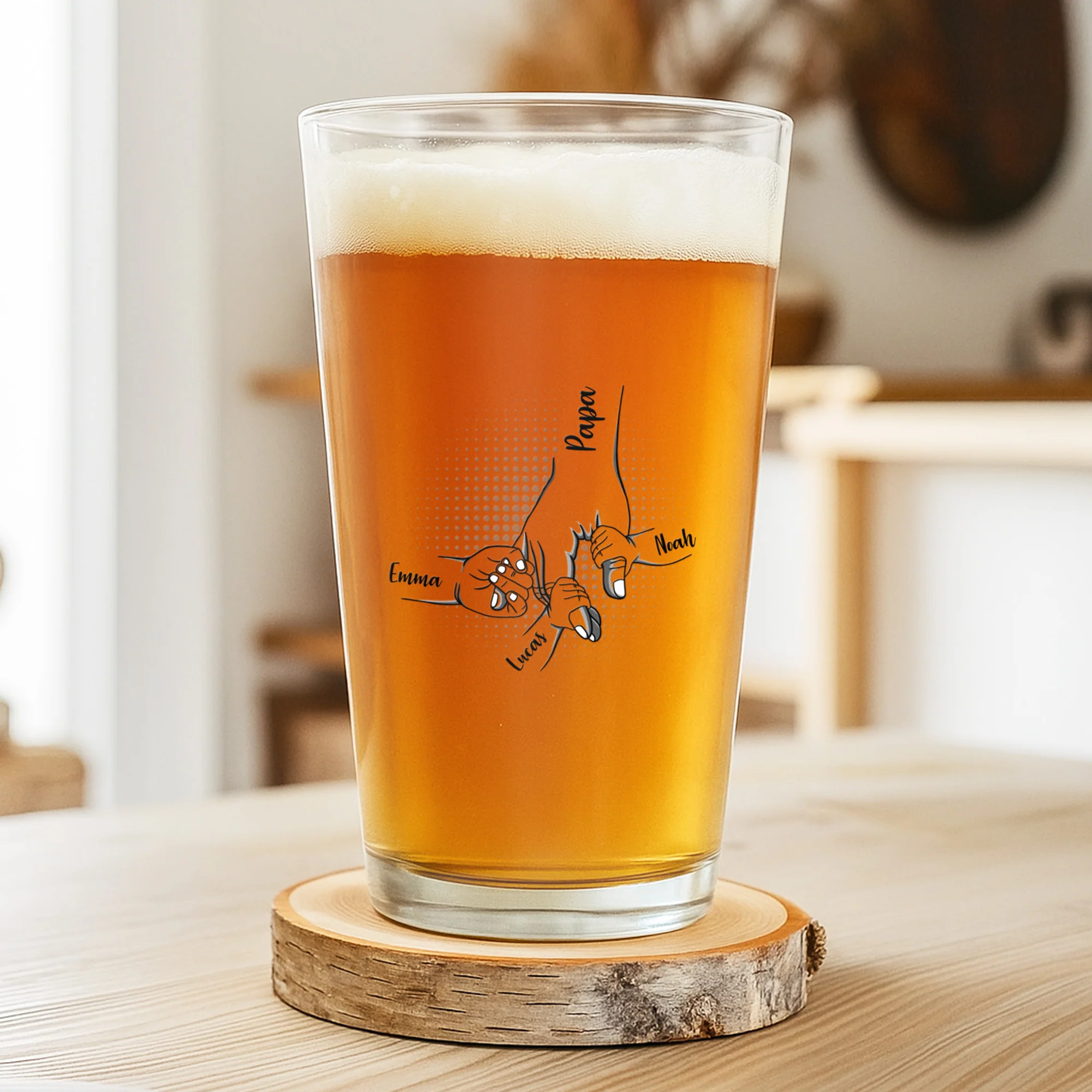 Cadeau Personnalisé Papa - Les Mains - Verre à Bière Personnalisé - Image 2