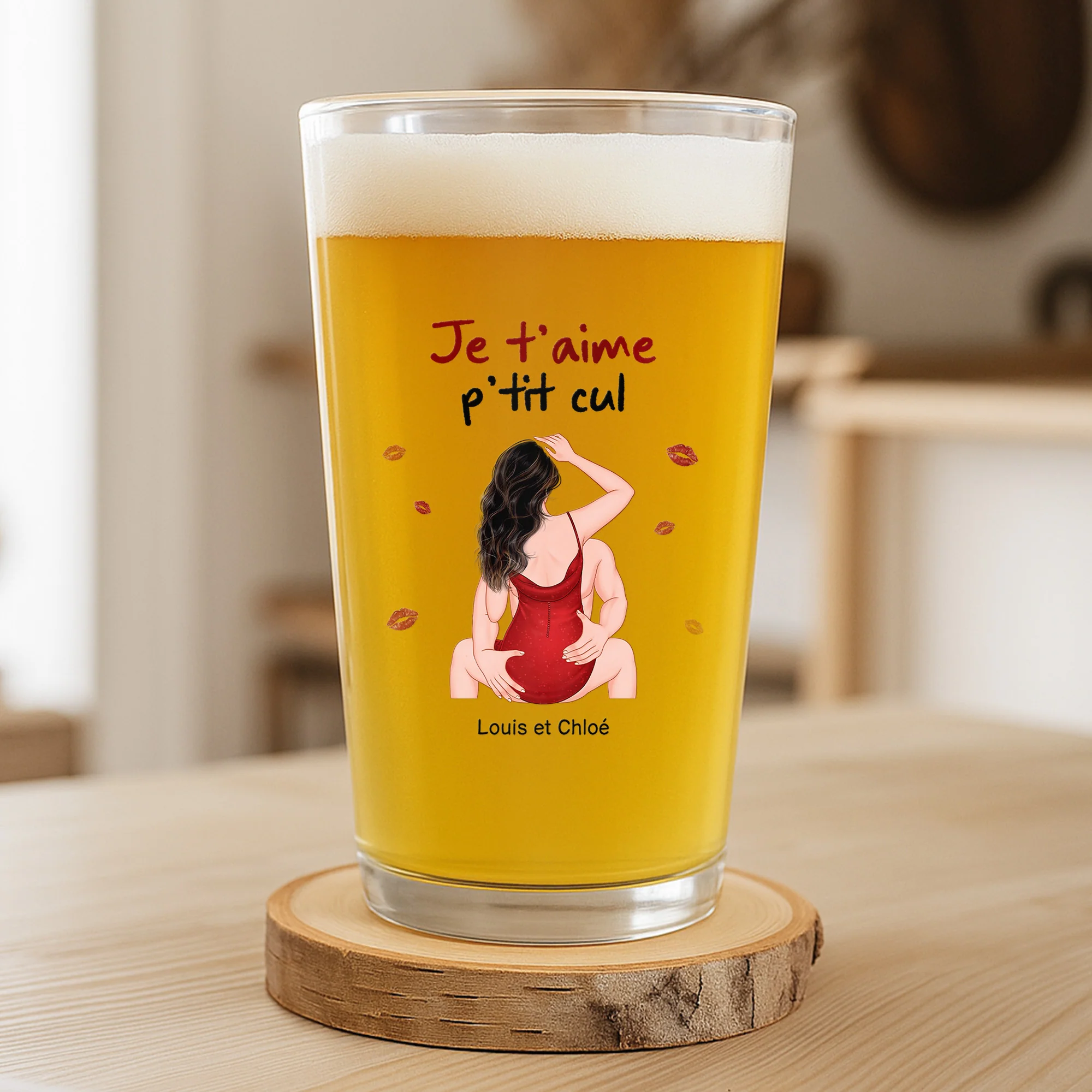 Cadeau Amour Personnalisé - Verre à Bière - Je T'aime Mon Chéri - Image 2