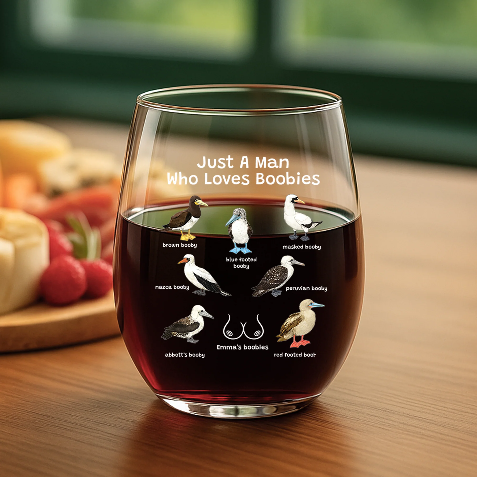 Verre À Vin Personnalisable Version Sans Pied - Cadeau Personnalisé Drôle Pour Femme/Homme Nice Boobies - Image 2