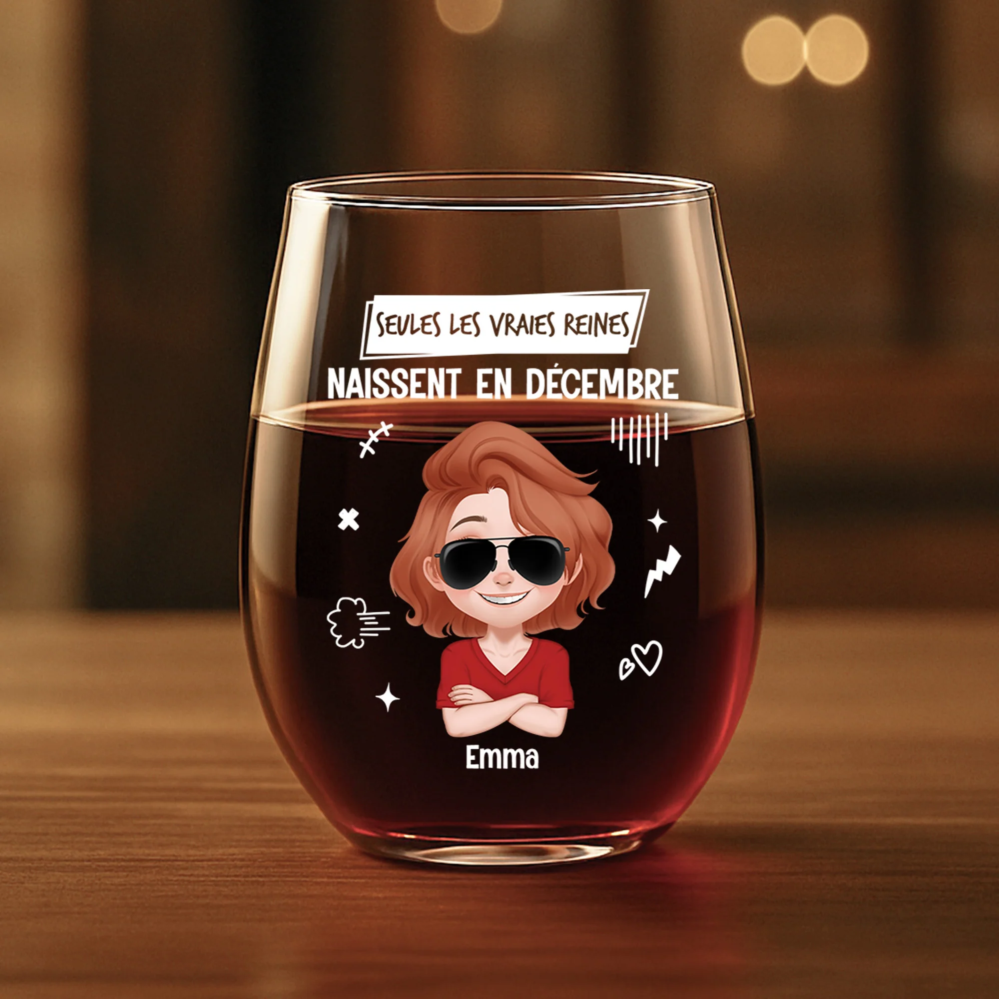 Verre À Vin Sans Pied Personnalisé Anniversaire Pour Femme/Homme - Reines Naissent En Décembre