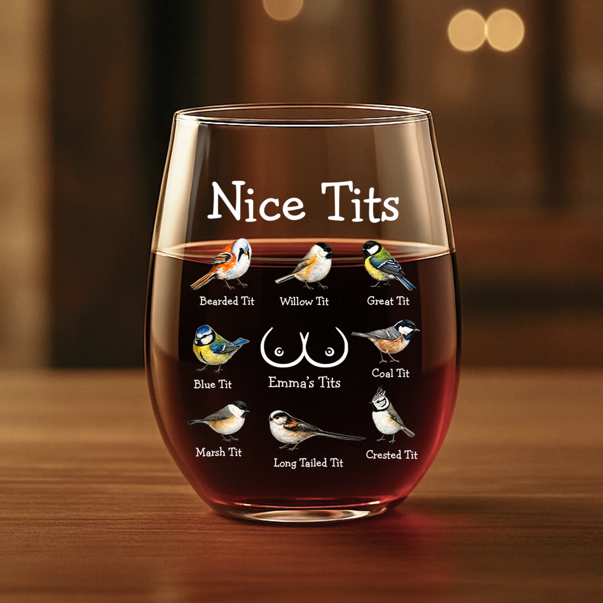 Verre À Vin Sans Pied Personnalisé Couple Humour - Nice Tits