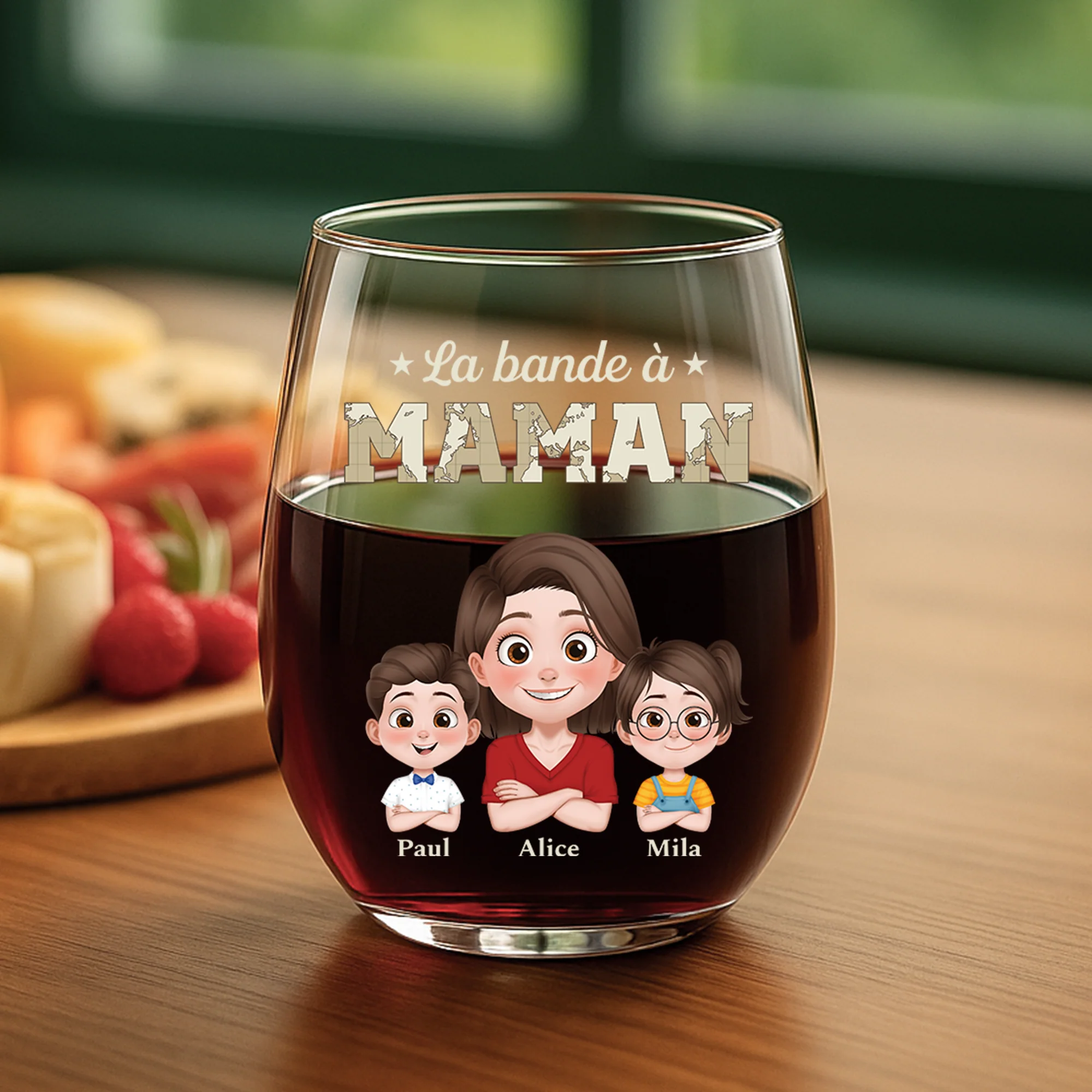 Cadeau Personnalisé - La Bande À Papa - Verre À Vin Sans Pied - Image 2
