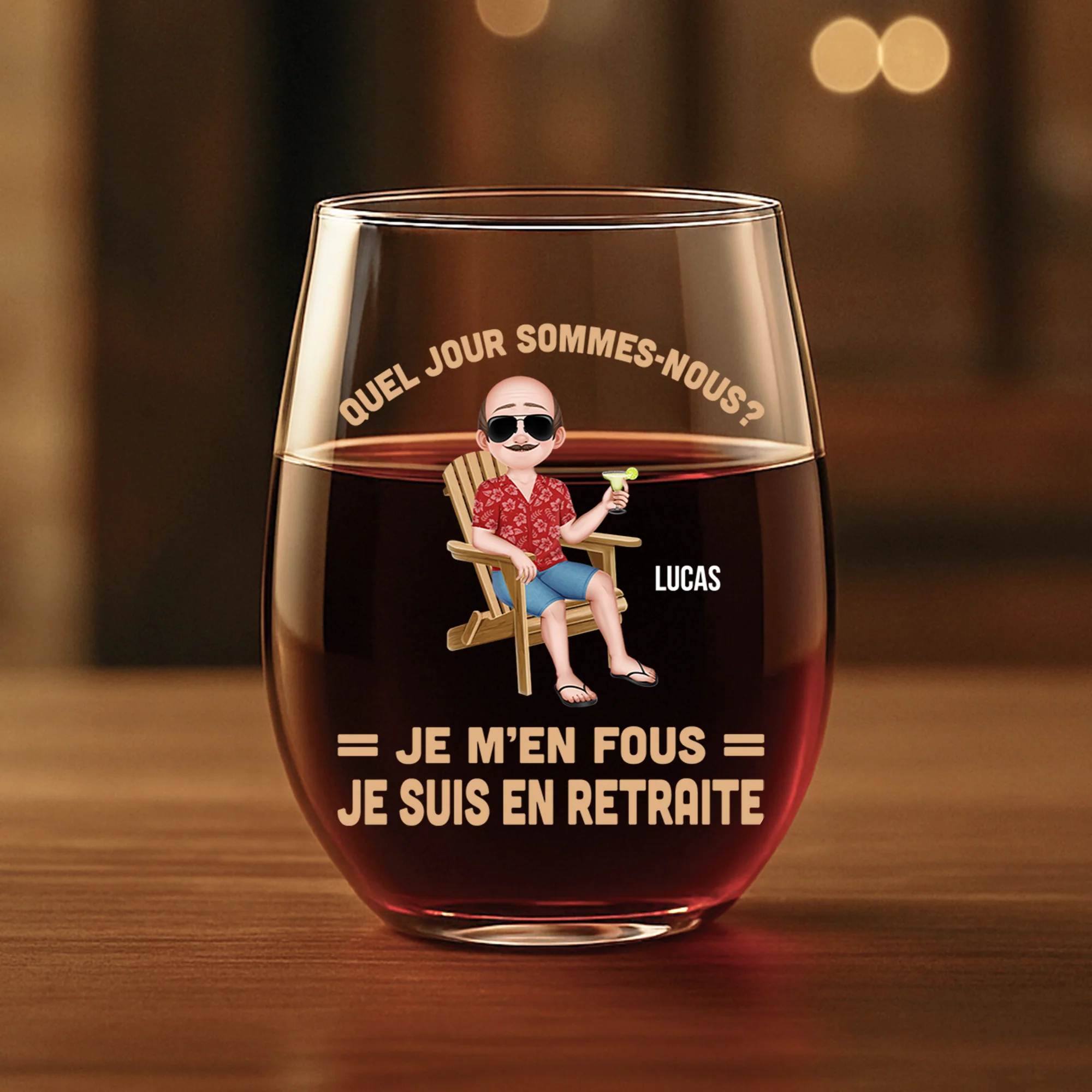 Cadeau Personnalisé Homme - Verre À Vin Sans Pied - Quel Jour Sommes-Nous