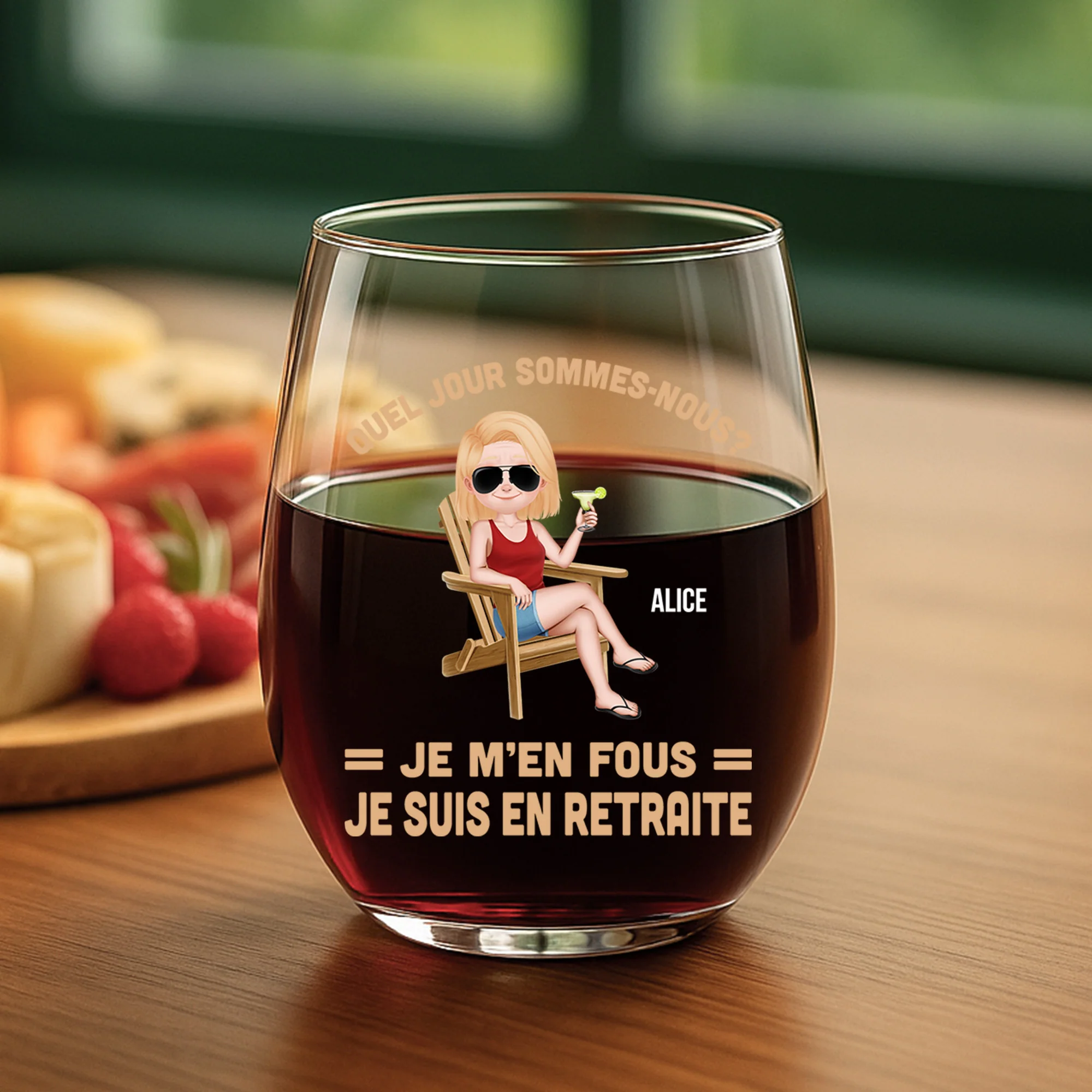 Cadeau Personnalisé Homme - Verre À Vin Sans Pied - Quel Jour Sommes-Nous - Image 2