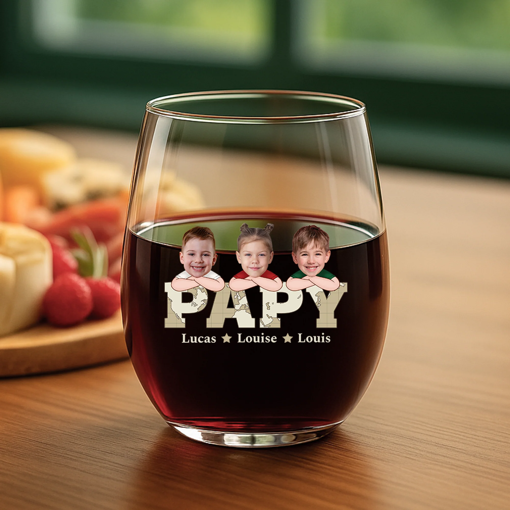Verre à Vin Personnalisable Photo pour Papa - Photos Des Enfants - Image 2