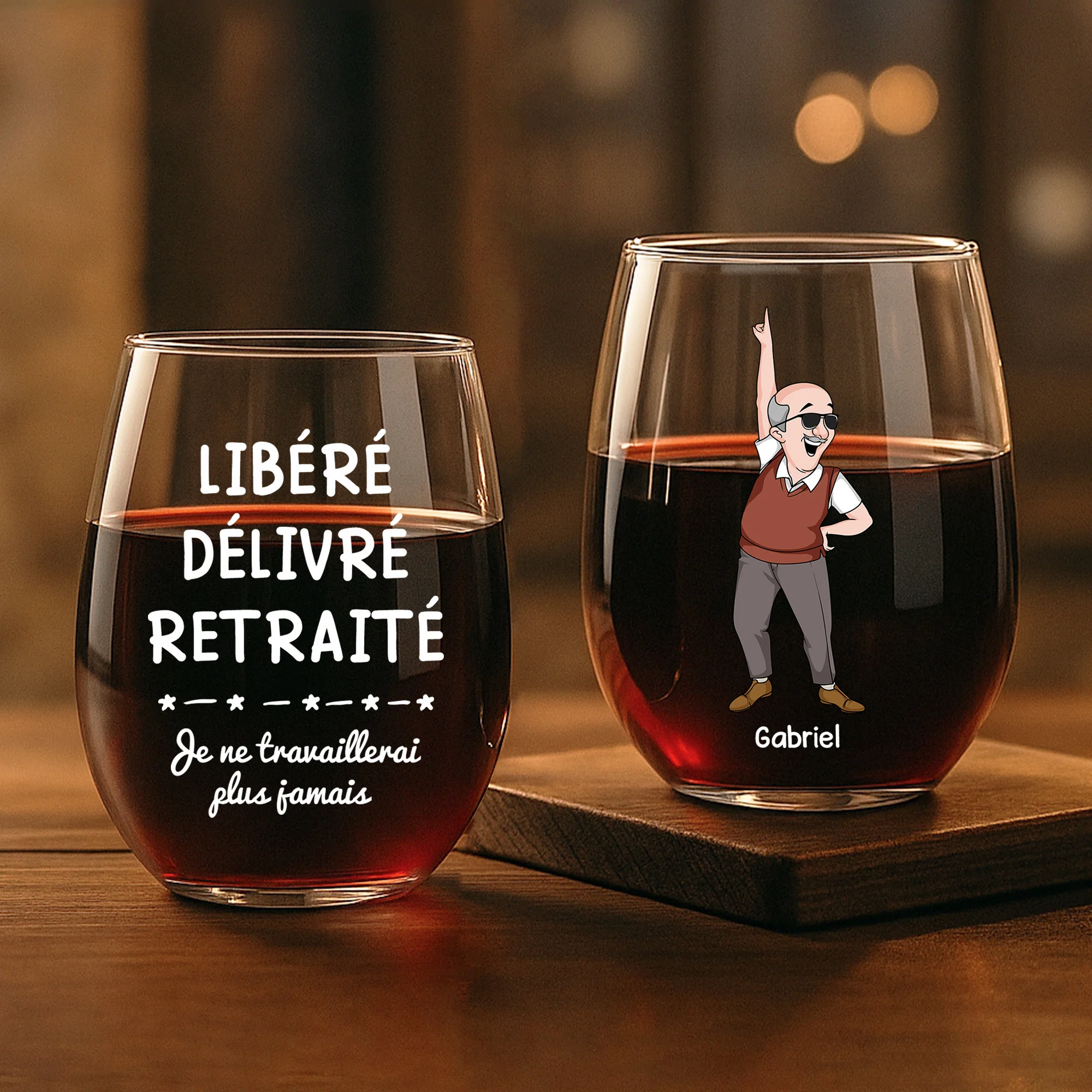 Verre Personnalisé Retraite Homme - Libéré, Delivré, Retraité
