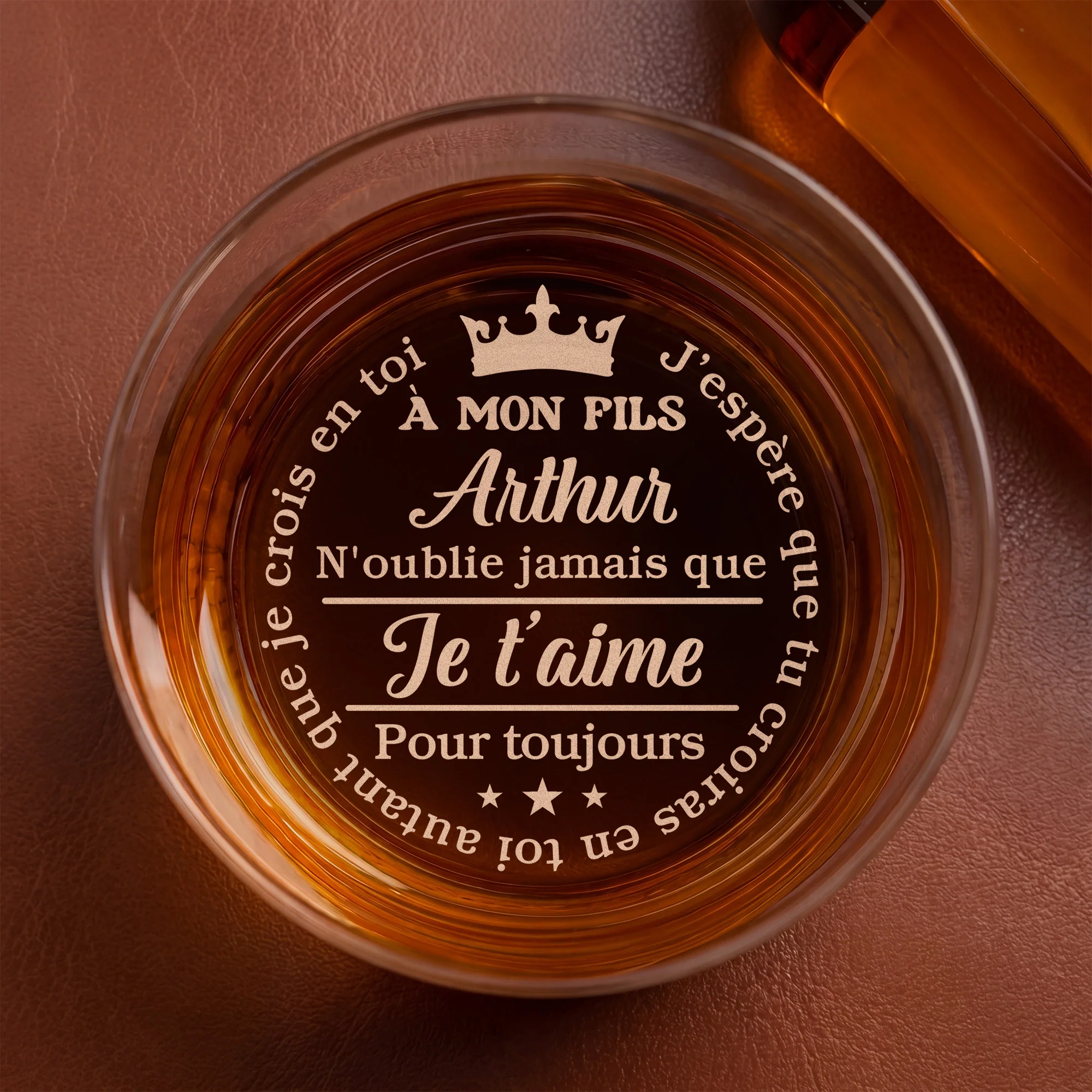 Verre À Whisky Gravé Personnalisé - Je T'aime Pour Toujours Cadeau Fils