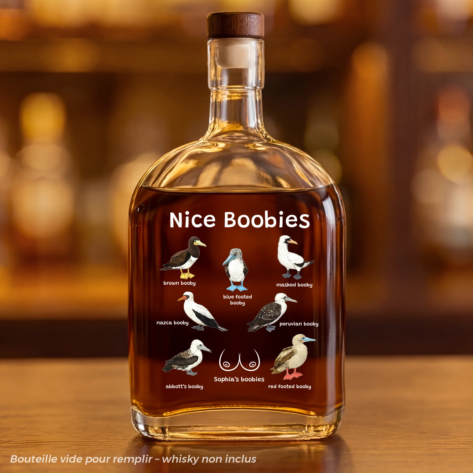 Bouteille De Whisky Personnalisée Humour Pour Femme/Homme - Nice Boobies
