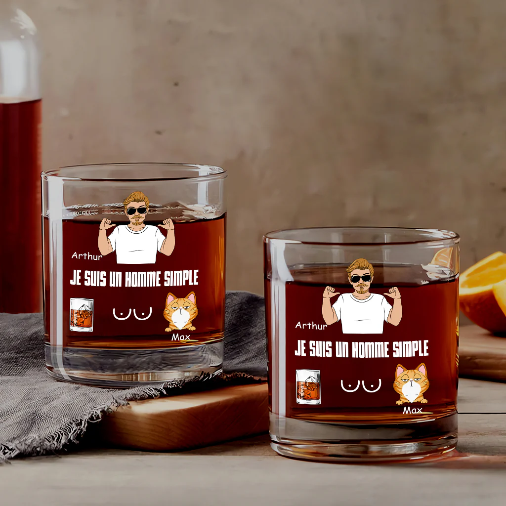 Cadeau Personnalisé Homme - Verre À Whisky Personnalisé Avec Chat