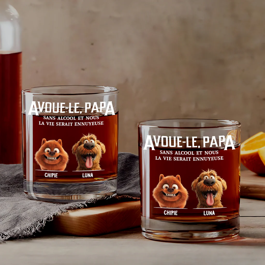 Cadeau Personnalisé Chien | Verre À Whisky Avoue-Le Papa