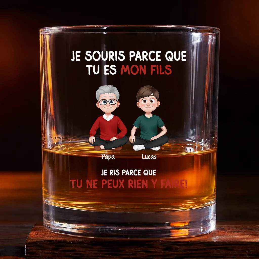 Verre À Whisky Personnalisé - Cadeau Je Souris Tu Es Mon Fils