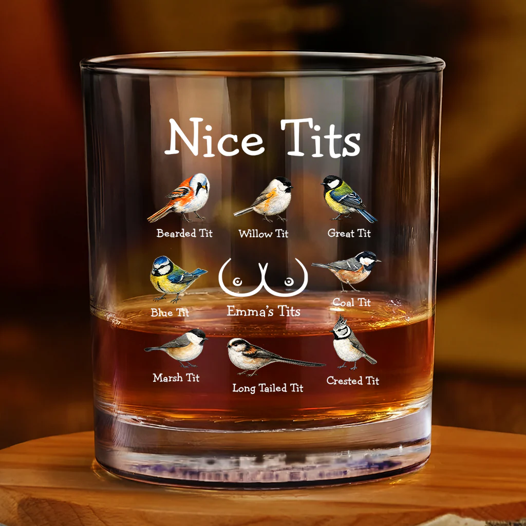 Verre À Whisky Personnalisé Couple Avec Humour - Jolies Mésanges De Ma Femme - Image 2