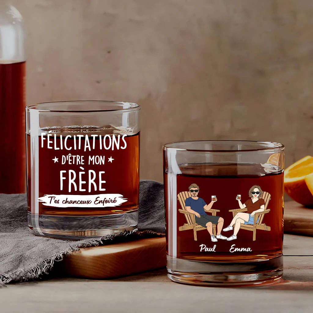 Verre À Whisky Personnalisé - Félicitation À Mon Frère/ Ma Sœur