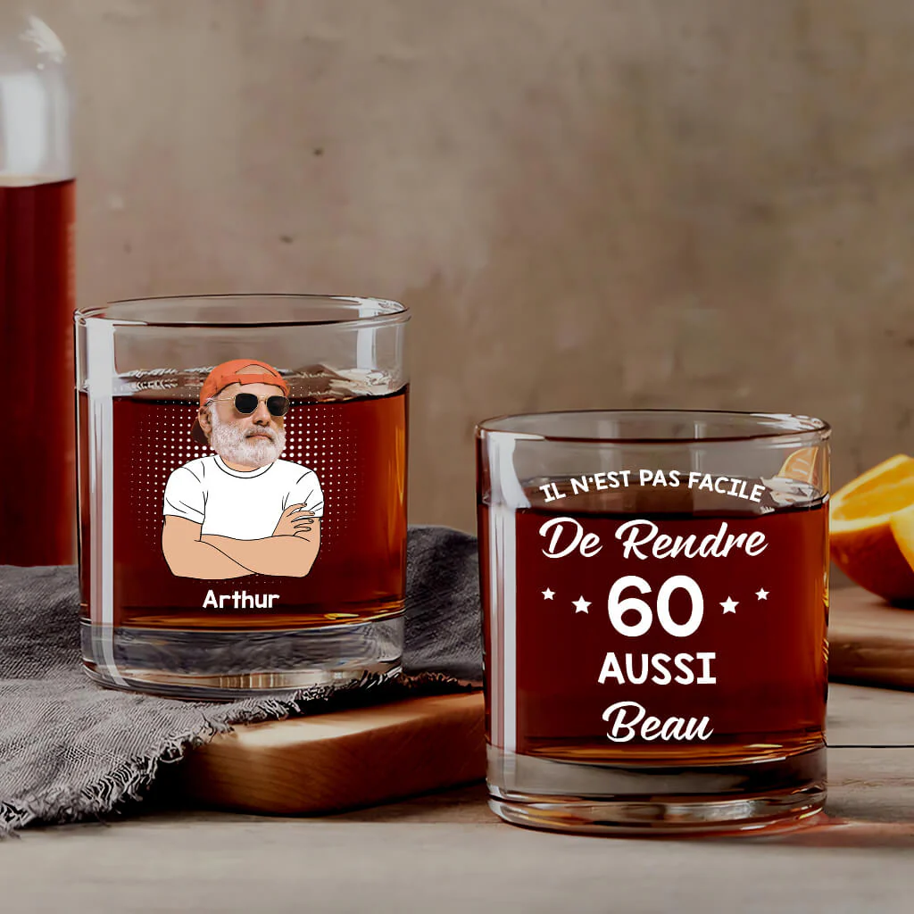 Verre à whisky original personnalisé – Cadeau 60 ans homme - Image 2