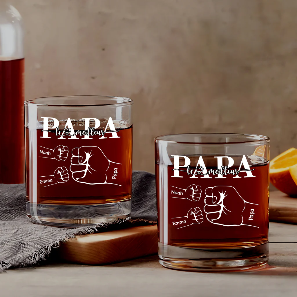 Verre À Whisky Personnalisé - Meilleur Papa/Papy - Check Main