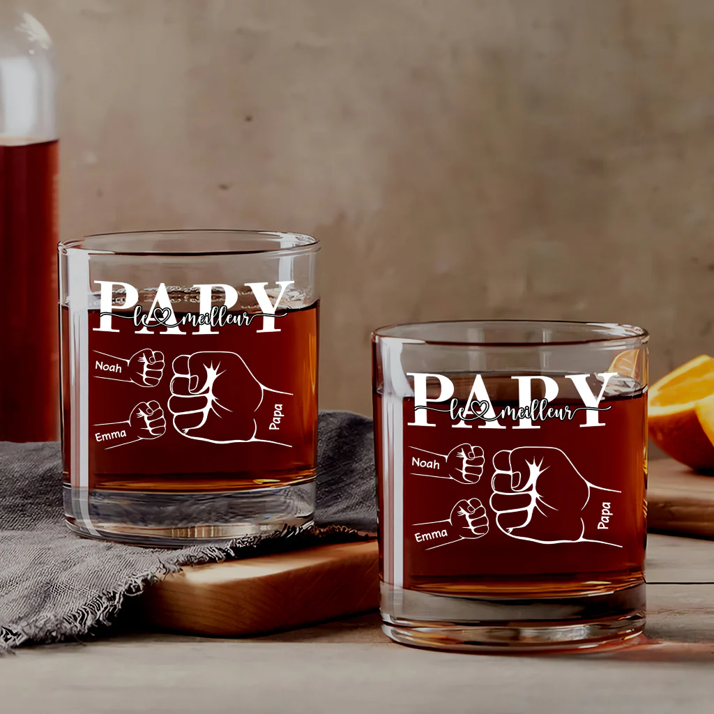 Verre À Whisky Personnalisé - Meilleur Papa/Papy - Check Main - Image 2