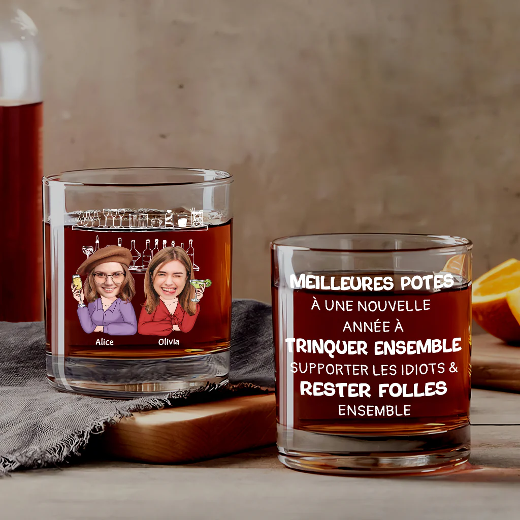 Cadeau Personnalisé Meilleure Amie - Meilleures Potes - Verre à Whisky