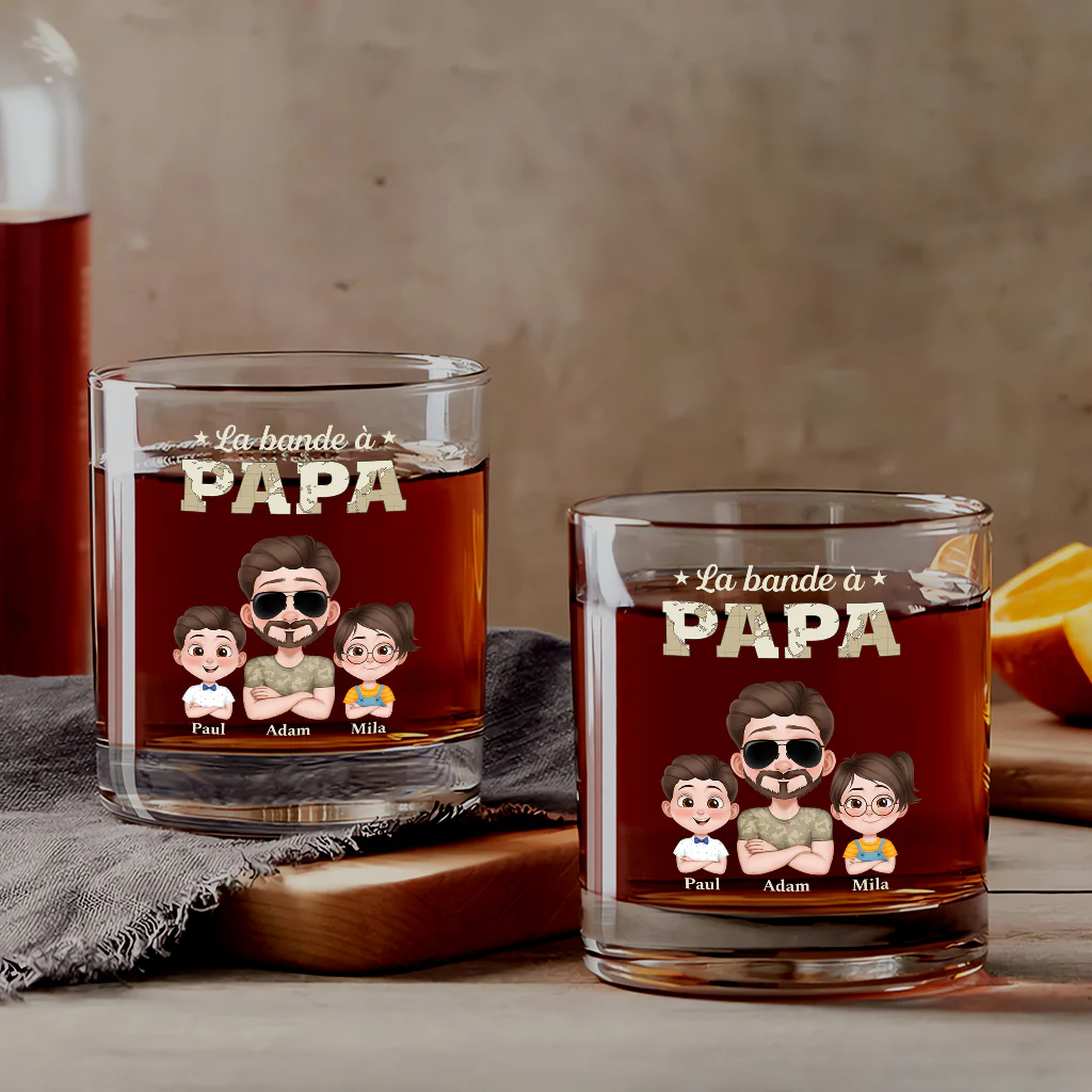 Cadeau pour Papa Personnalisé - La Bande À Papa/Maman - Verre à Whisky
