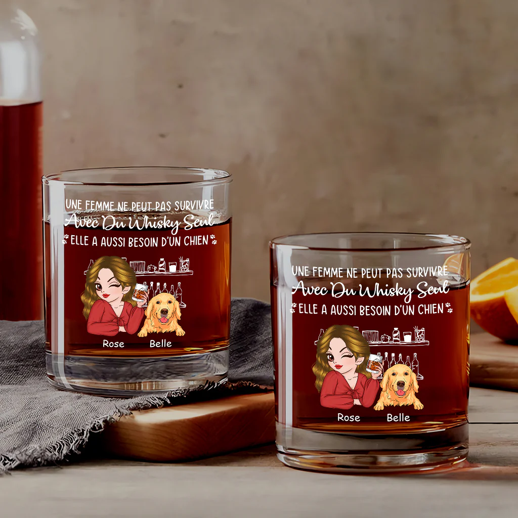 Verre À Whisky Personnalisé Pour Femme - Amoureuse De Chien