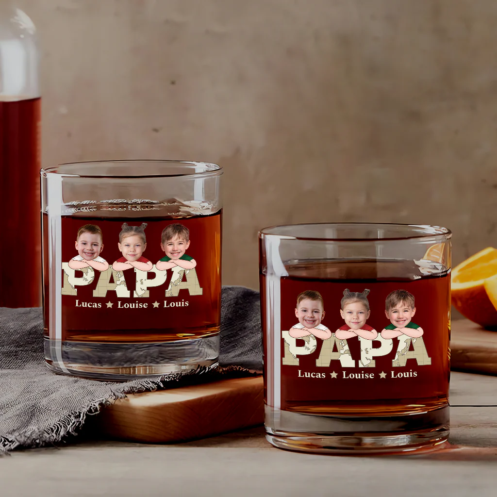 Cadeau Personnalisé Papa - Photos Des Enfants - Verre à Whisky