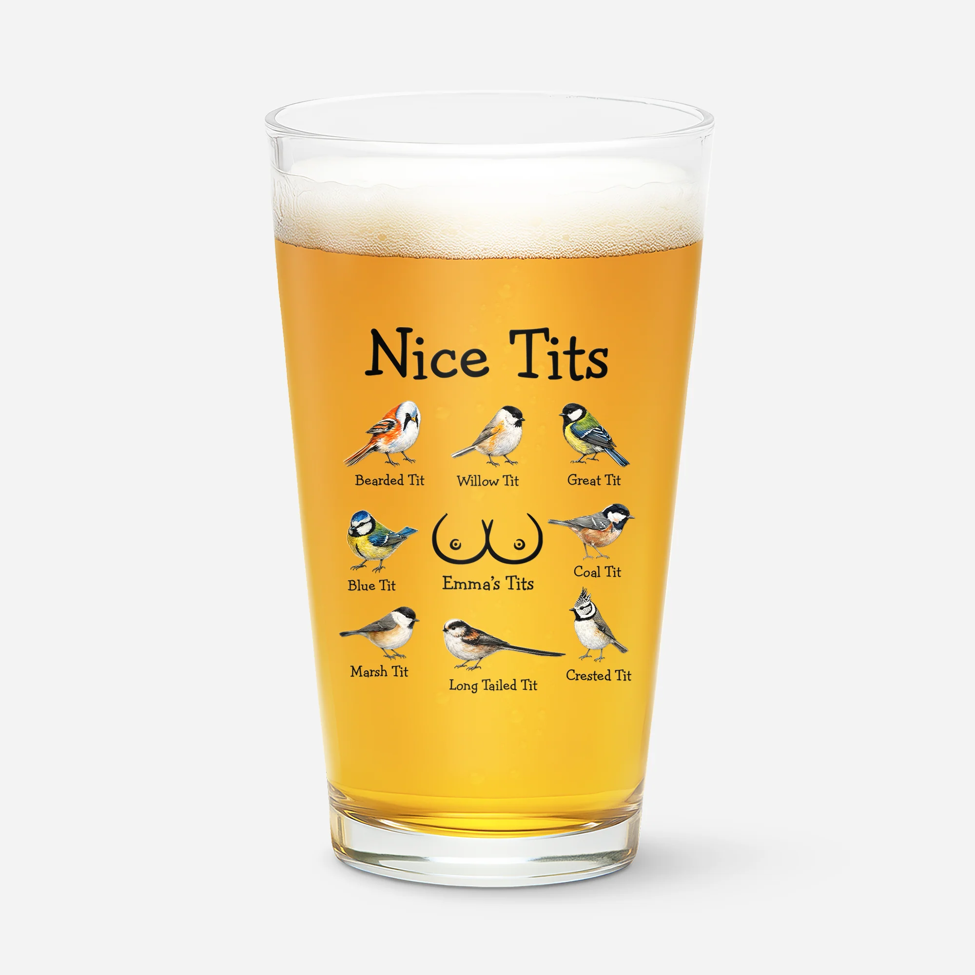 Verre De Bière Personnalisé Couple Humour - Jolies Mésanges De Ma Femme