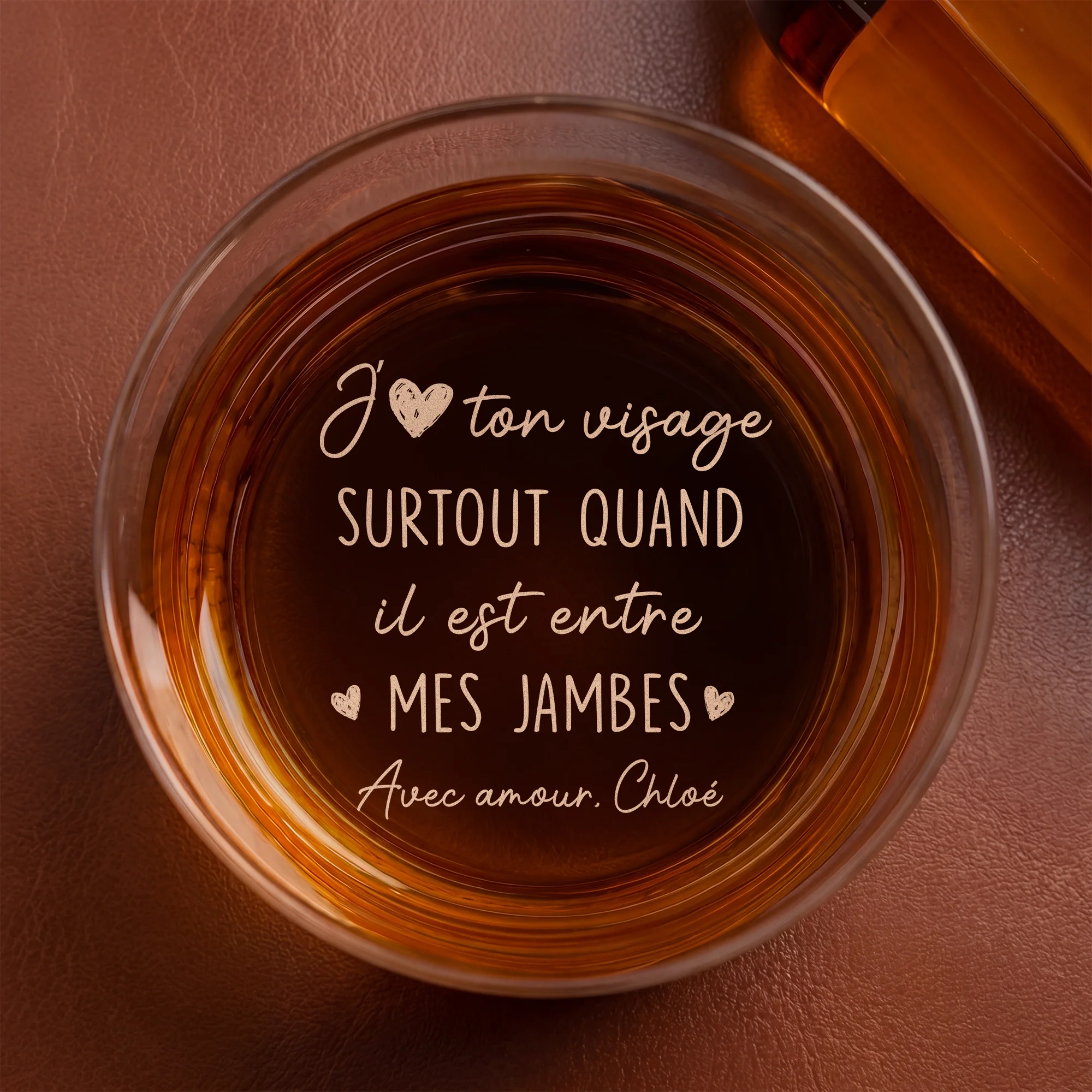 Verre Whisky Personnalisé Gravé - Cadeau Couple J'aime Ton Visage