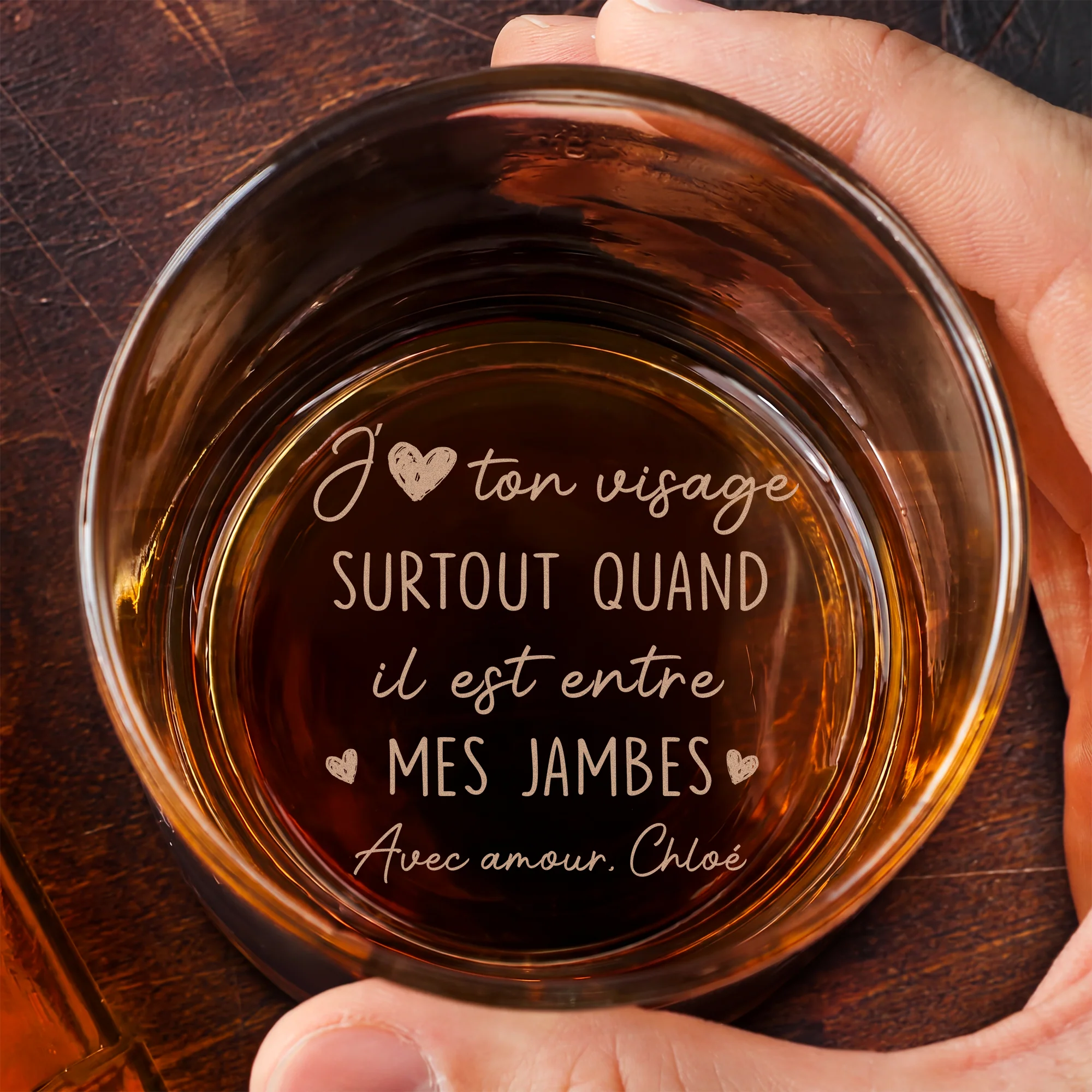 Verre Whisky Personnalisé Gravé - Cadeau Couple J'aime Ton Visage - Image 2