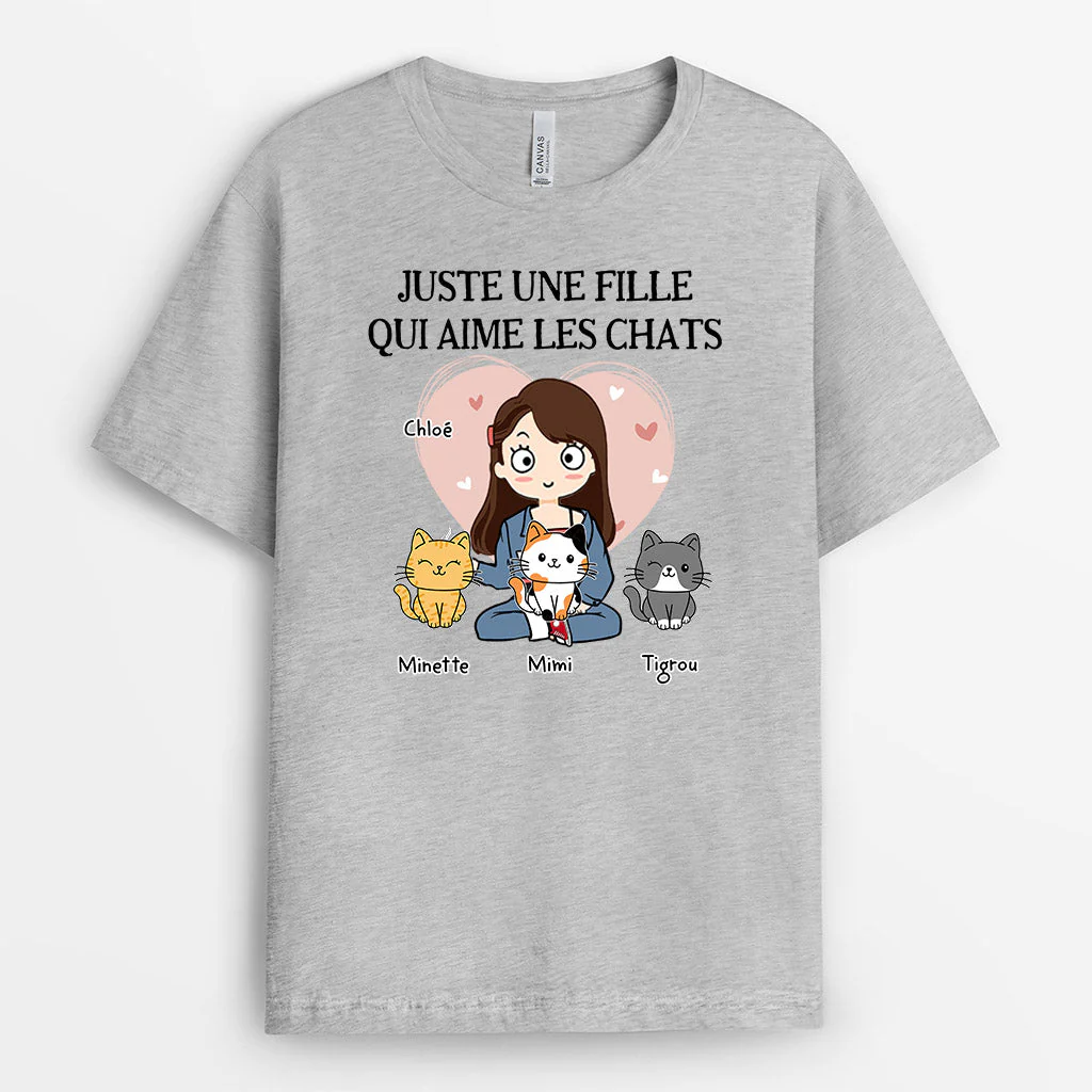 T Shirt Personnalisé Femme – Just Une Femme Qui Aime Les Chats - Image 2