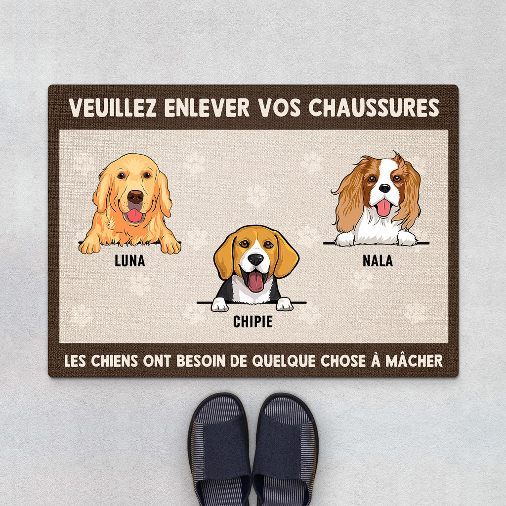 Tapis Chien Personnalisé – Veuillez Enlever Vos Chaussures