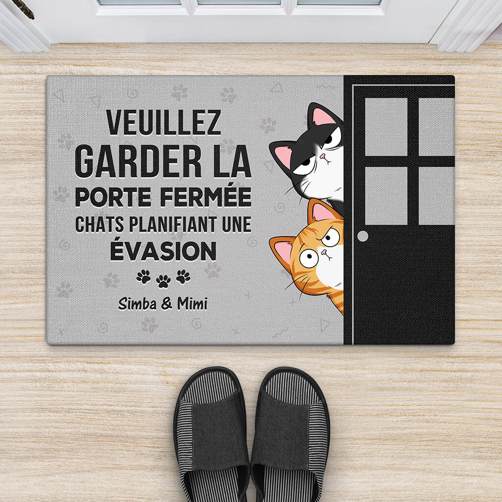 Paillasson Personnalisé Chat - Chats cachés derrière la porte - Image 2