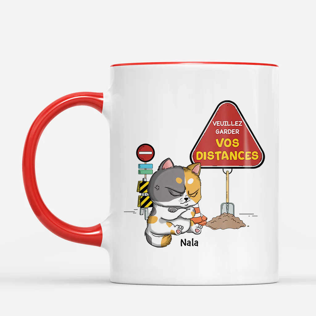Mug Personnalisé Chat Humour - Veuillez Garder Vos Distances Version Chat - Image 2