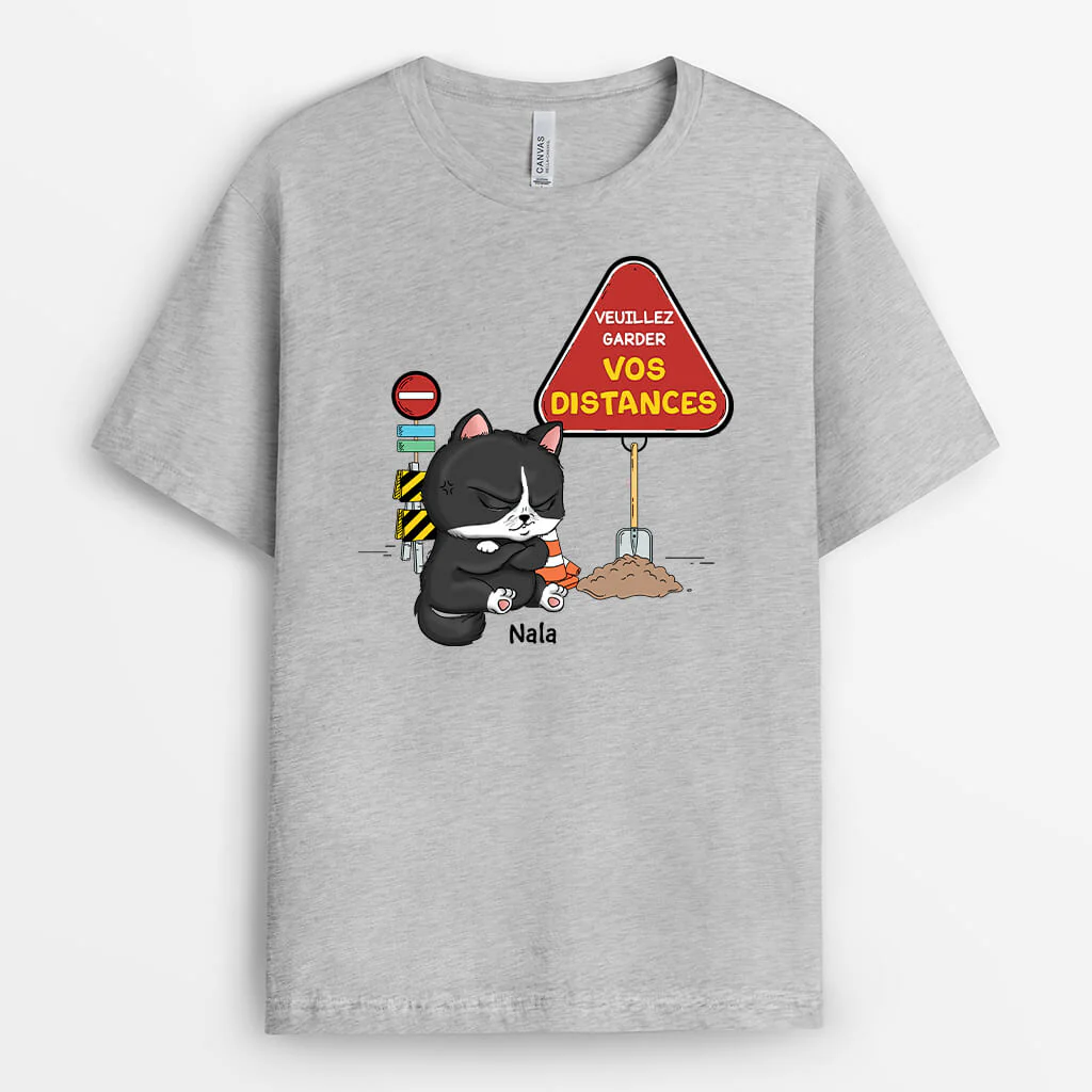 Tee Shirt Personnalisé Femme Humour – Veuillez Garder Vos Distances | Version Chat
