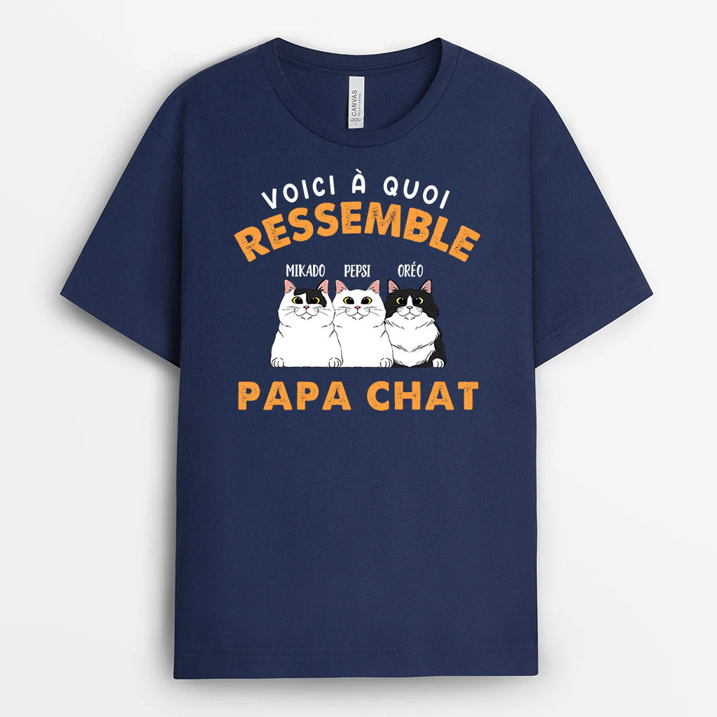 T Shirt Personnalisé Avec Chat - Voici À Quoi Ressemble Papa Chat - Image 2