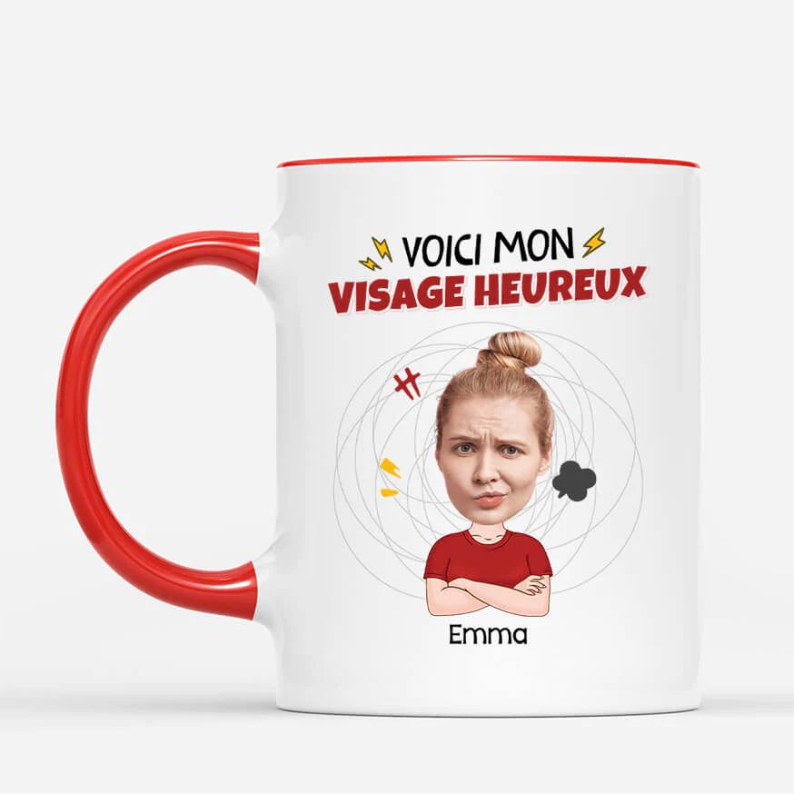 Cadeau Personnalisé Homme Humour - Mug Visage Heureux - Image 2